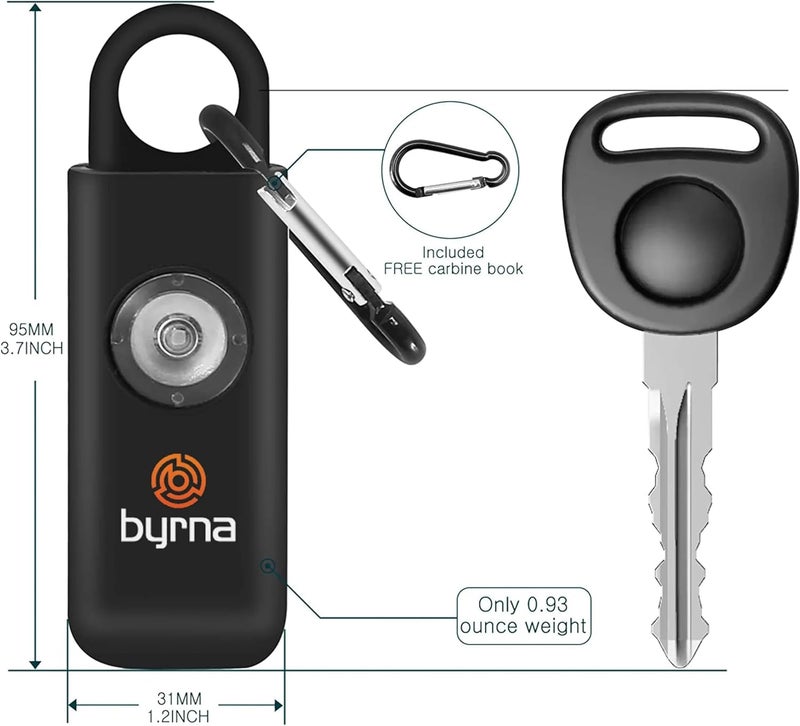 Byrna Banshee Personal Safety Alarm - 130 dB Loud Military Grade Self Defense Emergency Keychain Siren Device with LED Strobe Alert Light for Women, Men, Children, Elderly, Hikers and Runners (Black) - Image 2